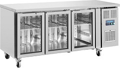  Polar U-Serie 3-türiger Thekenkühlschrank mit Glastüren 