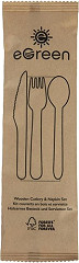  eGreen Einzeln in Kraftpapier verpacktes 4-in-1-Holzbesteck-Set (250 Stück) 