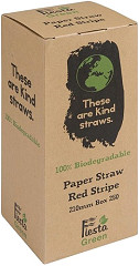  Fiesta Green Kompostierbare Papiertrinkhalme rot geringelt 