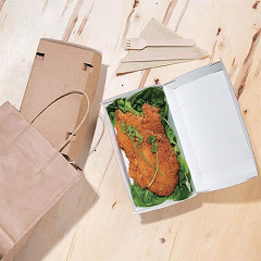  Fiesta Green kompostierbare Men&uuml;boxen mit Klappdeckel aus Kraftpapier gro&szlig; 204mm (100 St&uuml;ck) 
