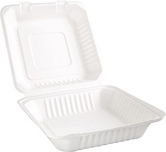  Fiesta Green kompostierbare Men&uuml;boxen aus Bagasse mit Klappdeckel 23,6cm (200 St&uuml;ck) 