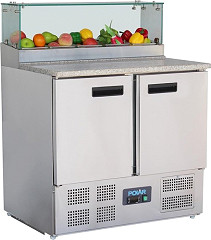  Polar G-Serie 2-t&uuml;rige Pizzak&uuml;hltheke mit K&uuml;hlvitrine 256L 