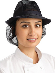  Gastronoble Trilby Hut mit Haarnetz dunkelblau 