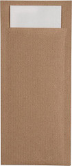  Europochette Brauner Besteckbeutel mit weißer Serviette (Box 500) (500 Stück) 
