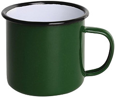  Olympia emaillierte Tassen gr&uuml;n-schwarz 35cl 