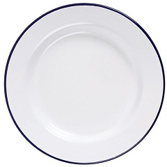  Olympia emaillierte Essteller wei&szlig;-blau 24,5cm 