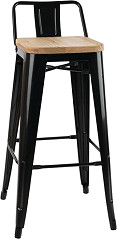  Bolero Bistro Hochbarstuhl mit Holzsitz schwarz (4 Stück) 
