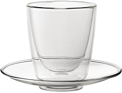  Utopia Doppelwandiges Cappuccinoglas mit Unterteller 220ml (6er Pack) 