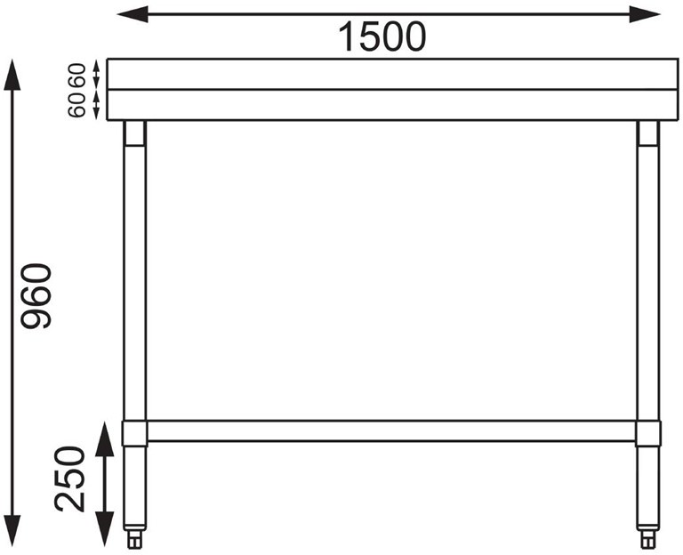  Vogue Arbeitstisch mit Aufkantung und Regalboden 150 x 60cm 
