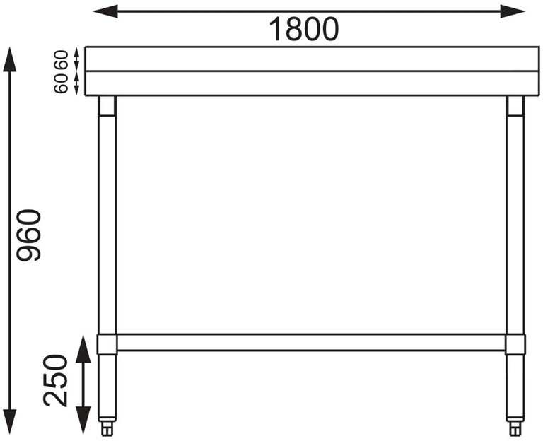  Vogue Arbeitstisch mit Aufkantung und Regalboden 180 x 60cm 