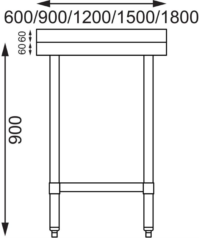  Vogue Arbeitstisch mit Aufkantung und Regalboden 180 x 60cm 