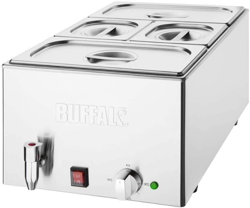  Buffalo Bain Marie mit Ablasshahn und Schalen 