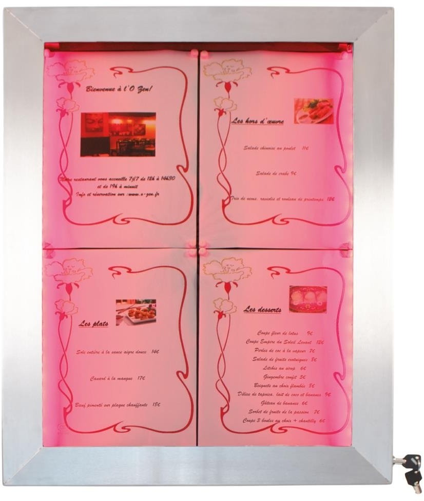  Securit Edelstahl LEDs 4xA4 Informationsdisplay (ohne Mast und Sockel) 