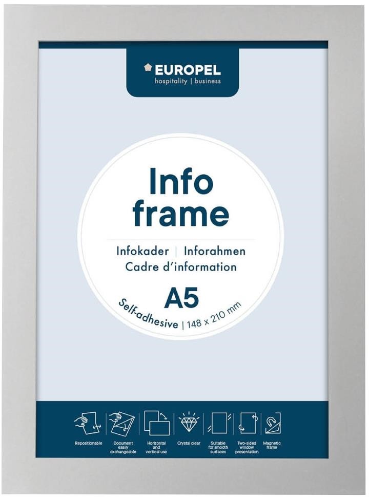  Europel Info Rahmen / Selbstklebend Set 2 St&uuml;ck A5 Silber 