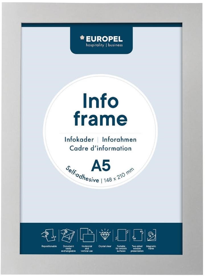  Europel Info Rahmen / Selbstklebend Set 2 St&uuml;ck A5 Silber 