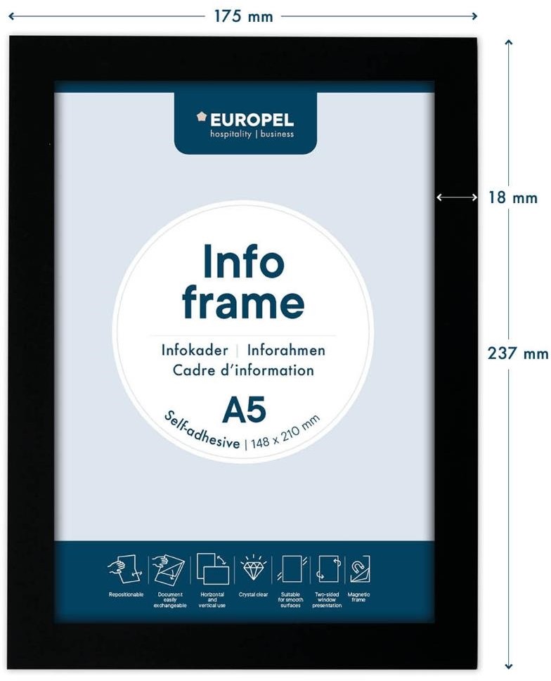 Europel Info-Rahmen / Selbstklebend Set 2 St&uuml;ck A5 schwarz 