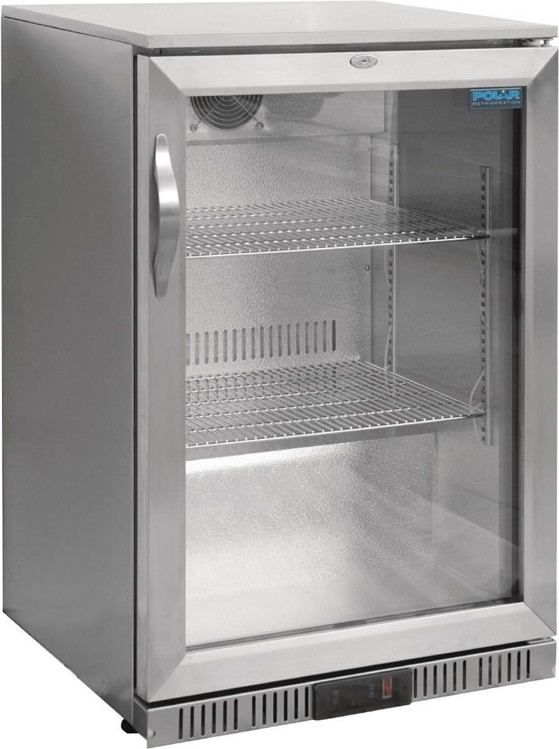  Polar Serie G Edelstahl Bark&uuml;hlschrank mit Klappt&uuml;r 138L 