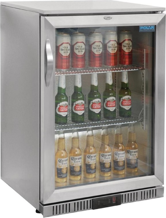  Polar Serie G Edelstahl Bark&uuml;hlschrank mit Klappt&uuml;r 138L 