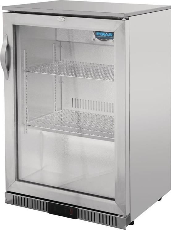  Polar Serie G Edelstahl Bark&uuml;hlschrank mit Klappt&uuml;r 138L 