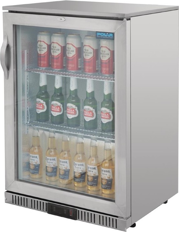  Polar Serie G Edelstahl Bark&uuml;hlschrank mit Klappt&uuml;r 138L 