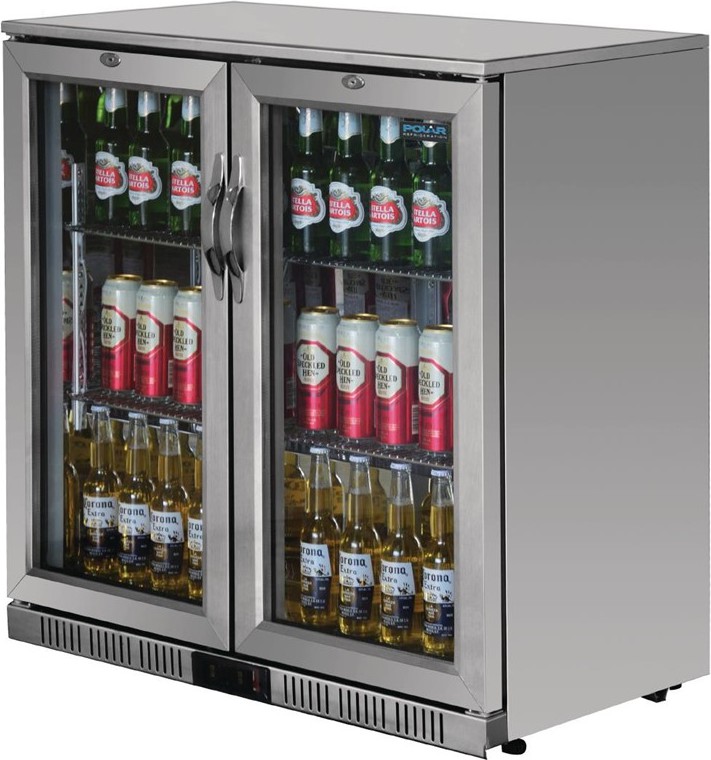  Polar Serie G Edelstahl Bark&uuml;hlschrank mit 2 Klappt&uuml;ren 208L 