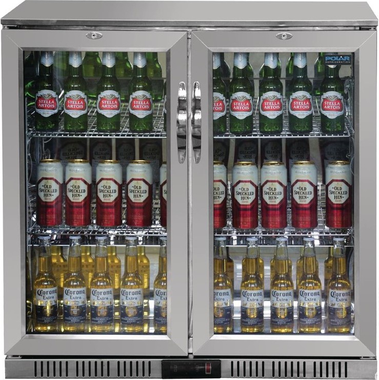  Polar Serie G Edelstahl Bark&uuml;hlschrank mit 2 Klappt&uuml;ren 208L 