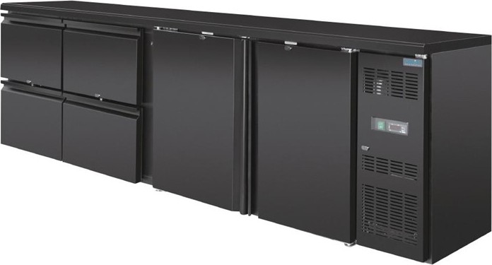  Polar Serie U Bark&uuml;hlschrank 2-t&uuml;rig mit 4 Schubladen 