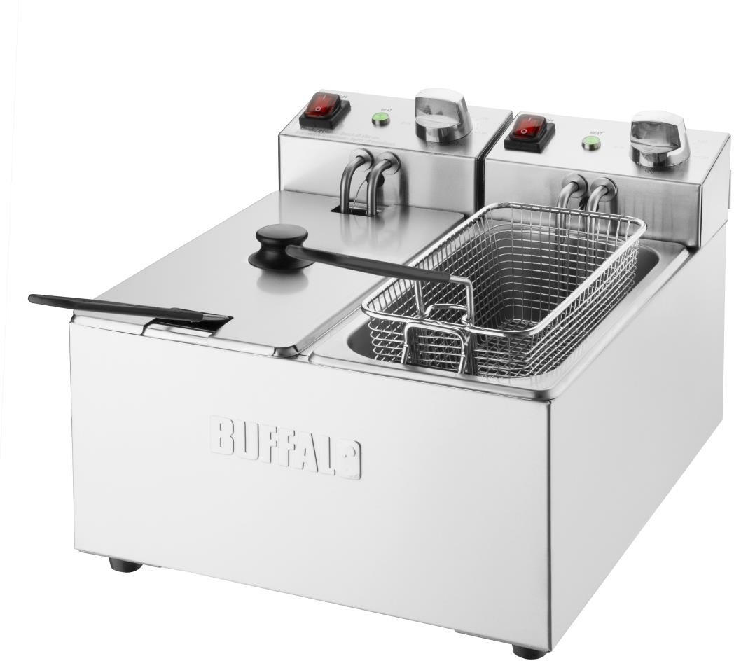  Buffalo Zwei Beh&auml;lter Zwei Korb 2x3Ltr Aufsatzfritteuse 2x2kW 