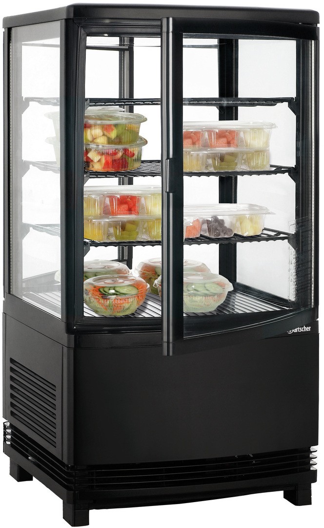  Bartscher Mini-K&uuml;hlvitrine 64L2T schwarz 