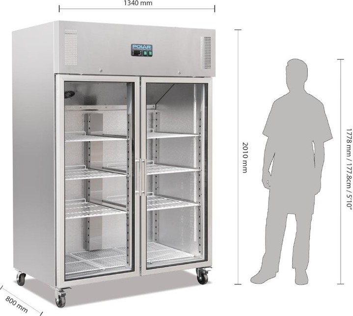  Polar Serie G Gastro K&uuml;hlvitrine 2-t&uuml;rig 1200L 