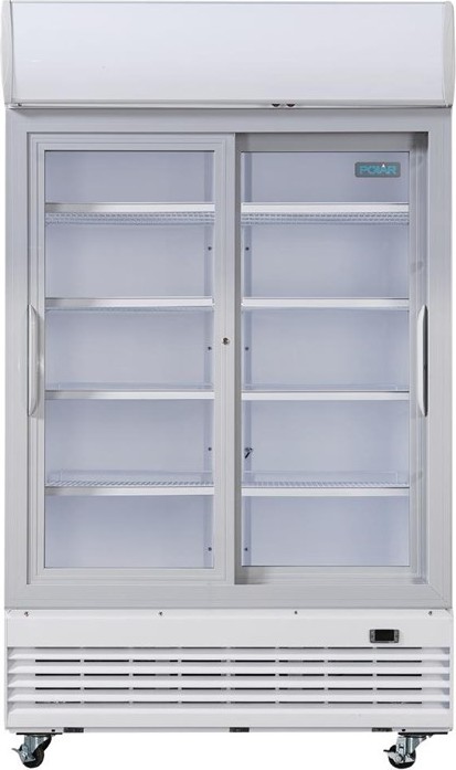  Polar G-Serie Display-K&uuml;hlung mit zwei Schiebet&uuml;ren und Leuchtkasten 950L 