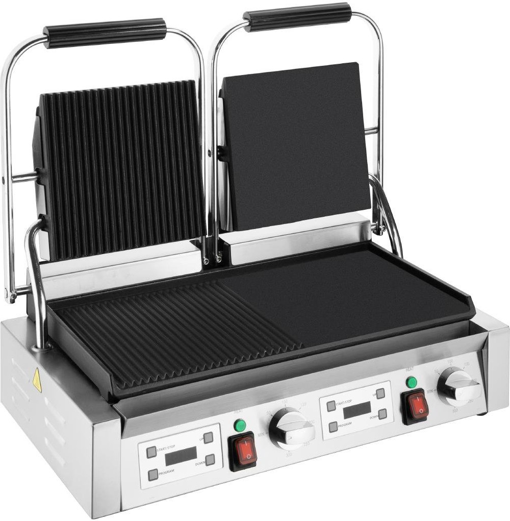  Buffalo Doppelkontaktgrill Glatte & Gerippte Platten 