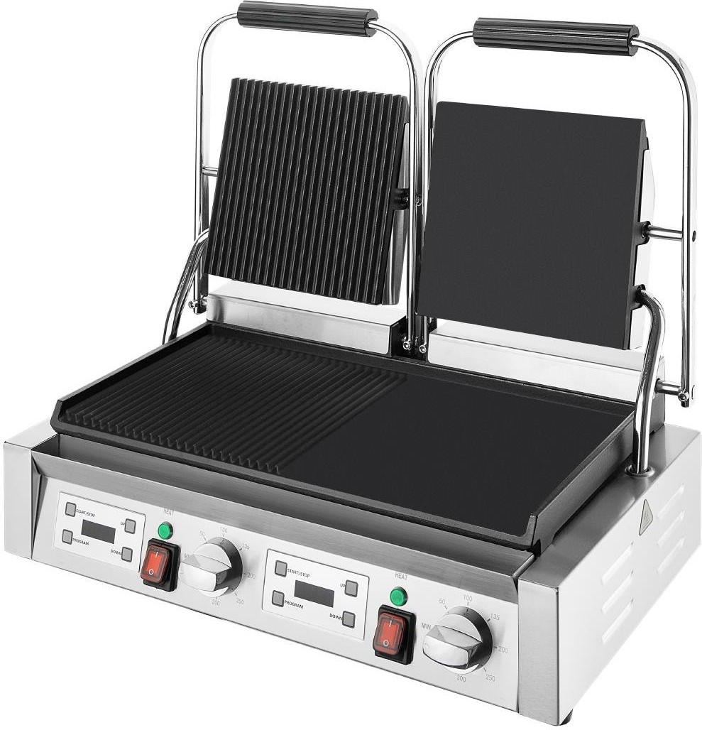  Buffalo Doppelkontaktgrill Glatte & Gerippte Platten 