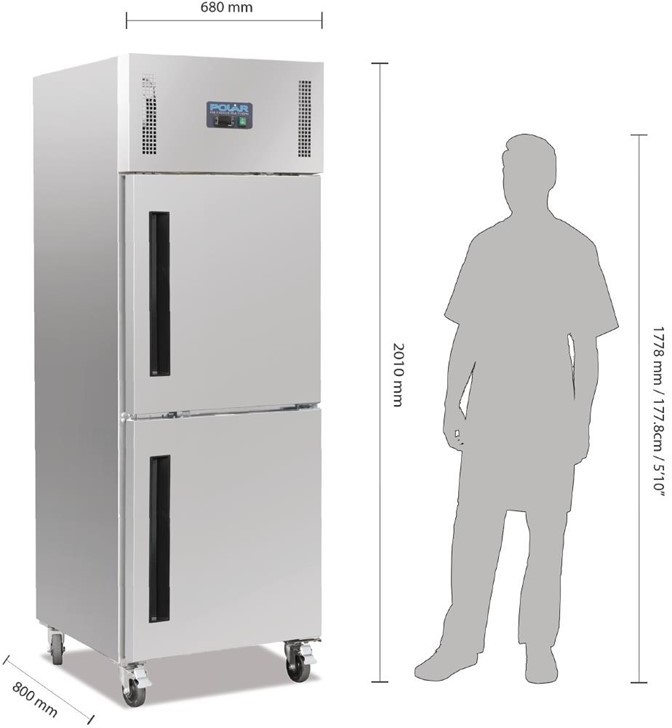  Polar Serie G K&uuml;hlschrank Edelstahl mit geteilter T&uuml;r 600L 
