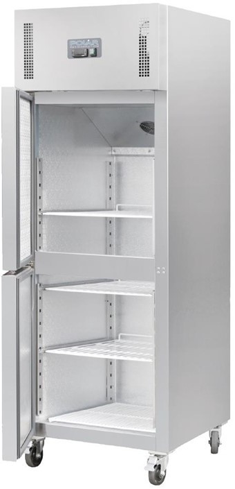  Polar Serie G K&uuml;hlschrank Edelstahl mit geteilter T&uuml;r 600L 