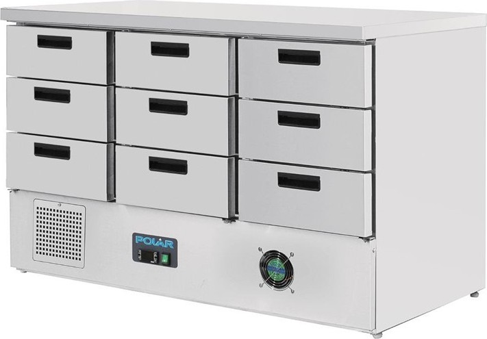  Polar Serie G K&uuml;hltisch mit 9 Schubladen 368L 