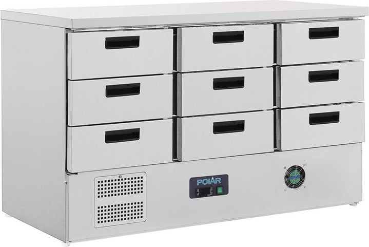  Polar Serie G K&uuml;hltisch mit 9 Schubladen 368L 