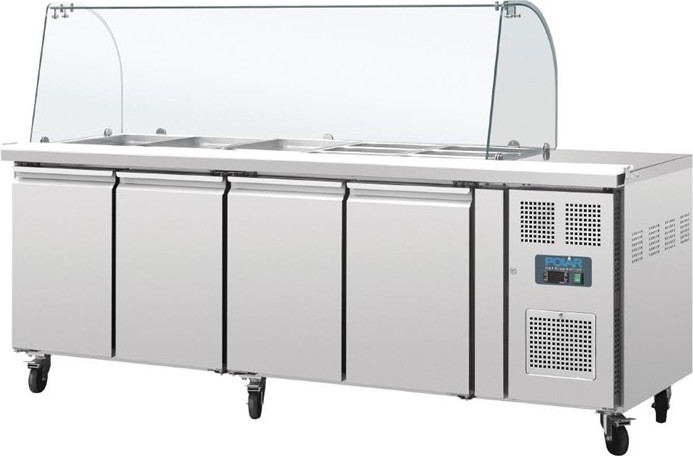  Polar Serie U 4-t&uuml;rige GN-Saladette mit Schutzhaube 