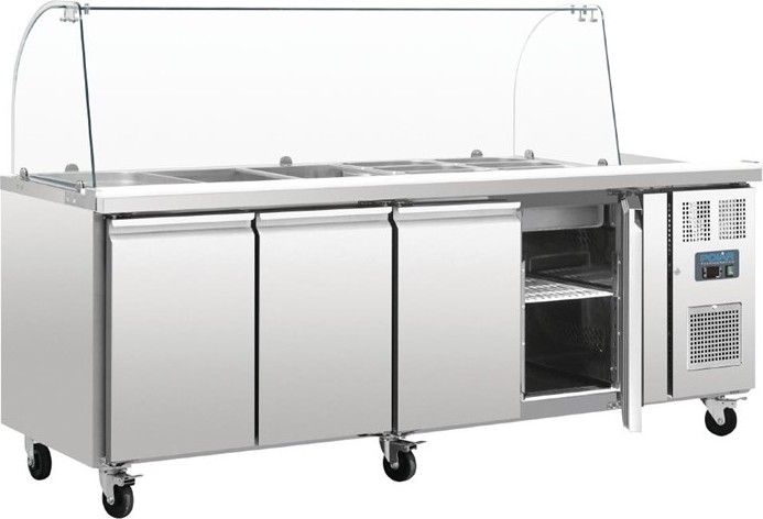  Polar Serie U 4-t&uuml;rige GN-Saladette mit Schutzhaube 