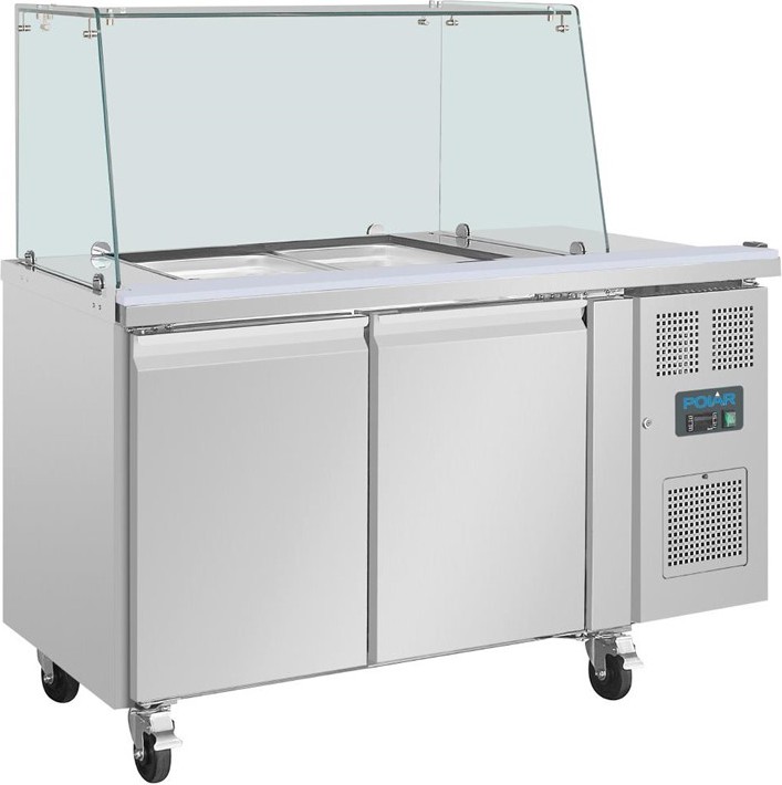  Polar Zweit&uuml;rige Saladette Thekenk&uuml;hlschrank der U-Serie mit Schutz 