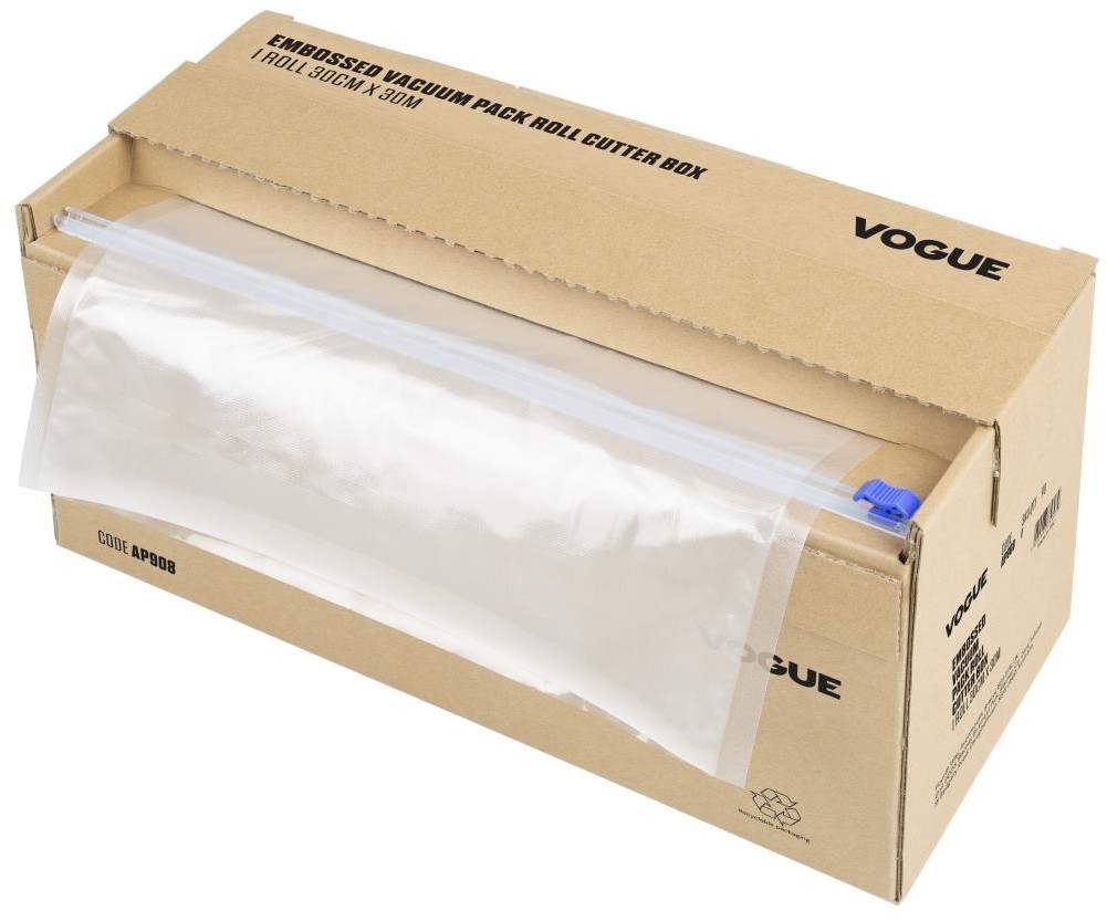  Vogue Vakuumierbeutel Rolle mit Schneidefunktion, 300 mm breit, Kartonbox 