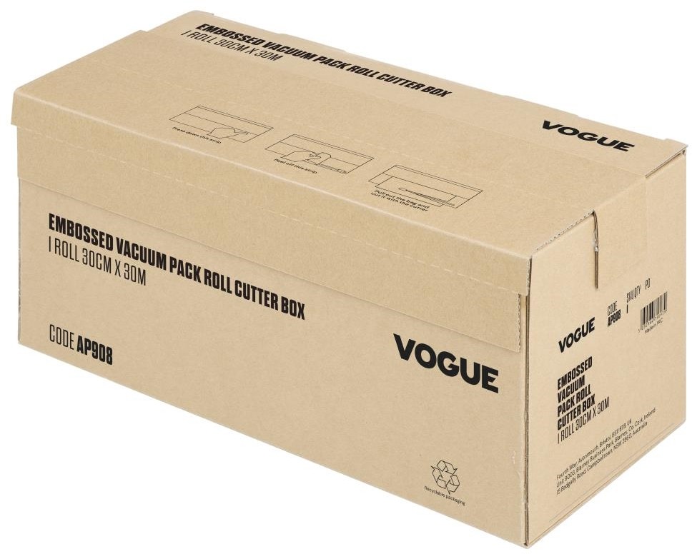  Vogue Vakuumierbeutel Rolle mit Schneidefunktion, 300 mm breit, Kartonbox 