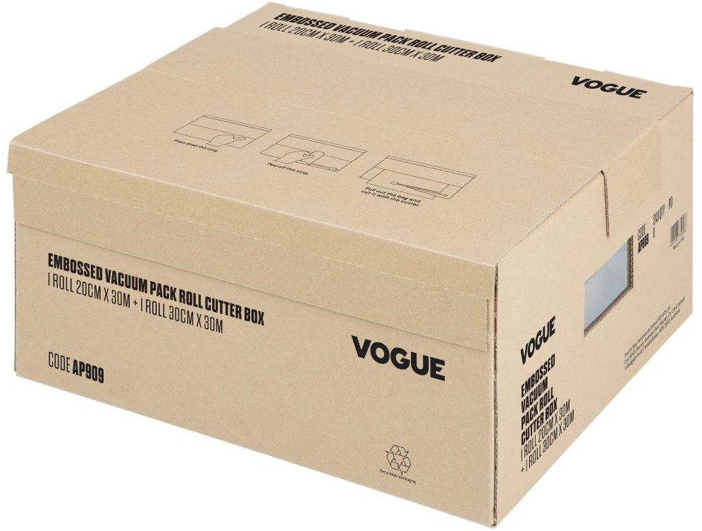 Vogue Vakuumrolle mit Cutterbox, gepr&auml;gt, 200 mm und 300 mm, 2er-Set 
