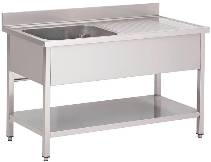  Gastro M Sp&uuml;ltisch Becken links 120cm lang 