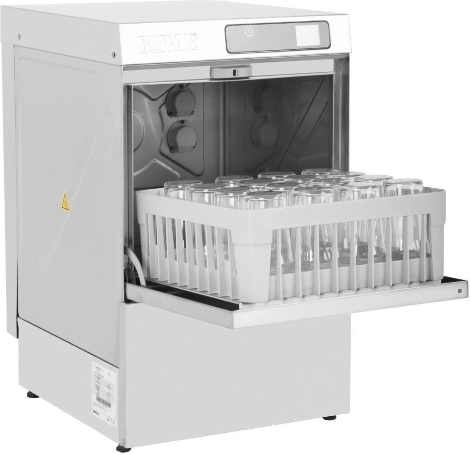  Buffalo Digital Untertisch-Gl&auml;ser-Sp&uuml;lmaschine mit Ablaufpumpe, 400mm Korb, 2,9kW 