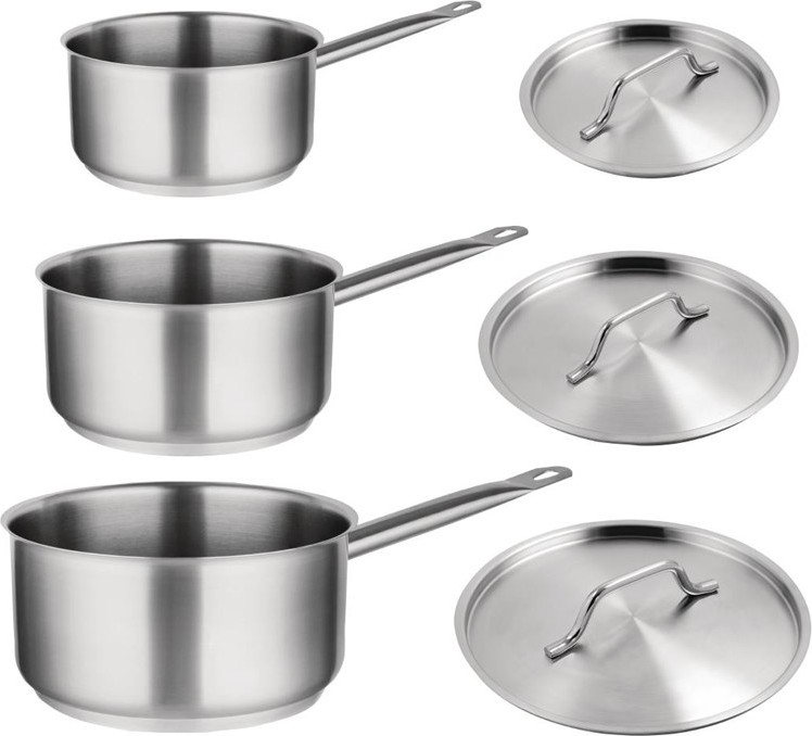  Vogue Kochen wie die Profis Set von 3x Stielt&ouml;pfen aus Edelstahl 