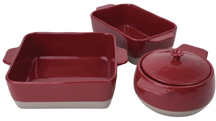  Olympia rechteckige Kasserolle rot und taupe 4,2L 