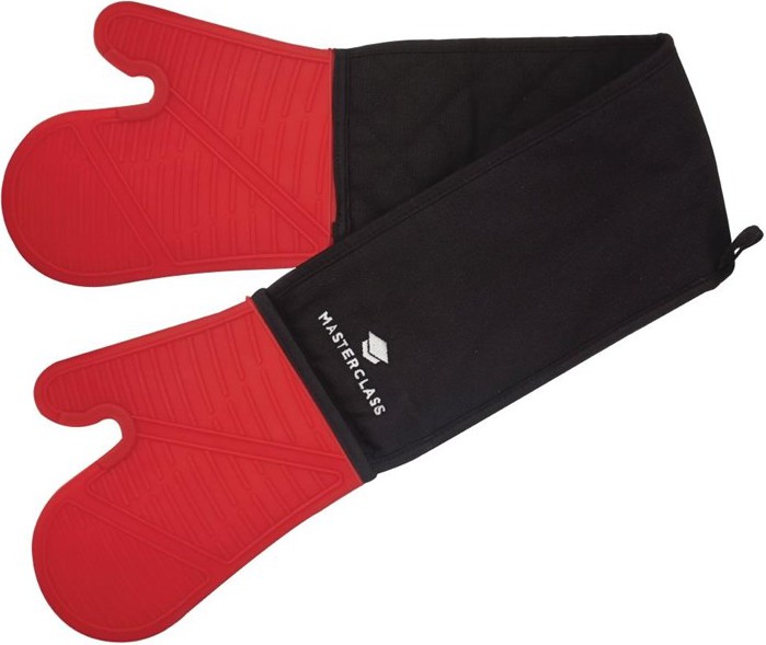  MasterClass nahtloser Silikon Doppel-Ofenhandschuh Rot 