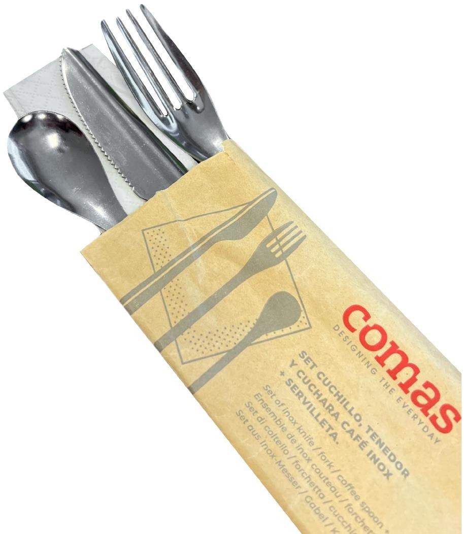  Comas Set Chuchillo Tenedor Einwegbesteck aus Edelstahl (50 St&uuml;ck) 