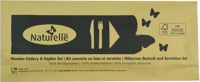  Gastronoble eGreen Einzeln verpacktes 3-in-1-Holzbesteck-Set (250 St&uuml;ck) 